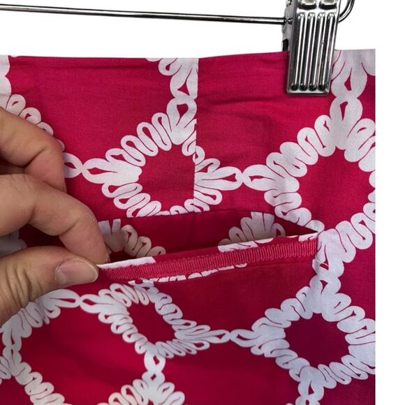 Golftini | Pink White Skort Geometric Pockets Stretch Slits Athletic Skirt 6 - Picture 3 of 7